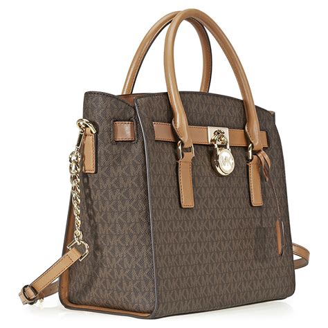 michael kors hamilton brown logo satchel|Michael Kors nouveau Hamilton large.